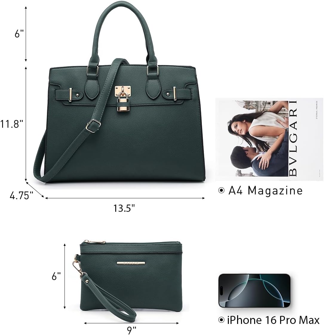 Dasein Women Handbags and Purses Ladies Shoulder Bag Top Handle Satchel Tote Work Bag with Matching Clutch