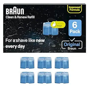Braun Clean &amp; Renew Refill Cartridges CCR, Replacement Shaver Cleaner Solution for Clean&amp;Charge Cleaning System, Pack of 6