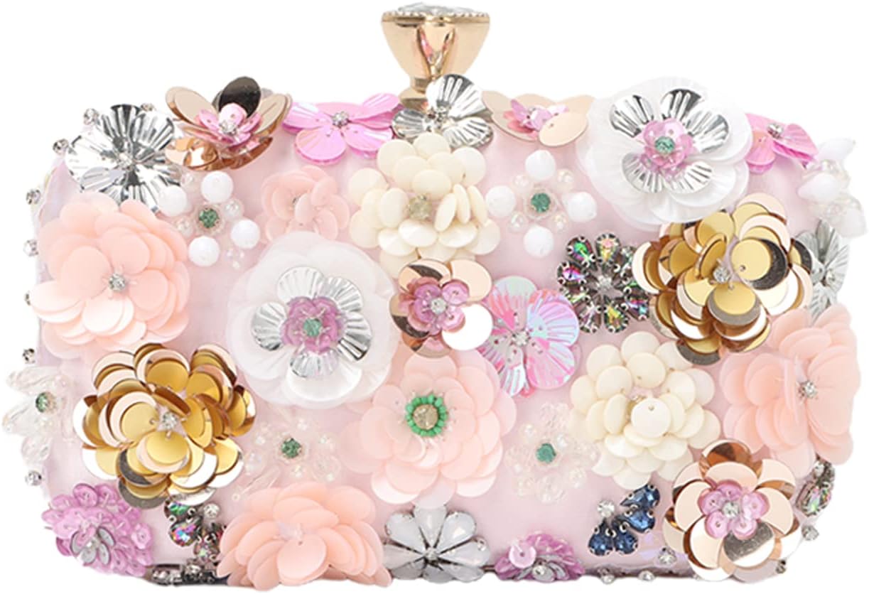 Women Clutches Flower Evening Handbag Chain Strap Shoulder Bag
