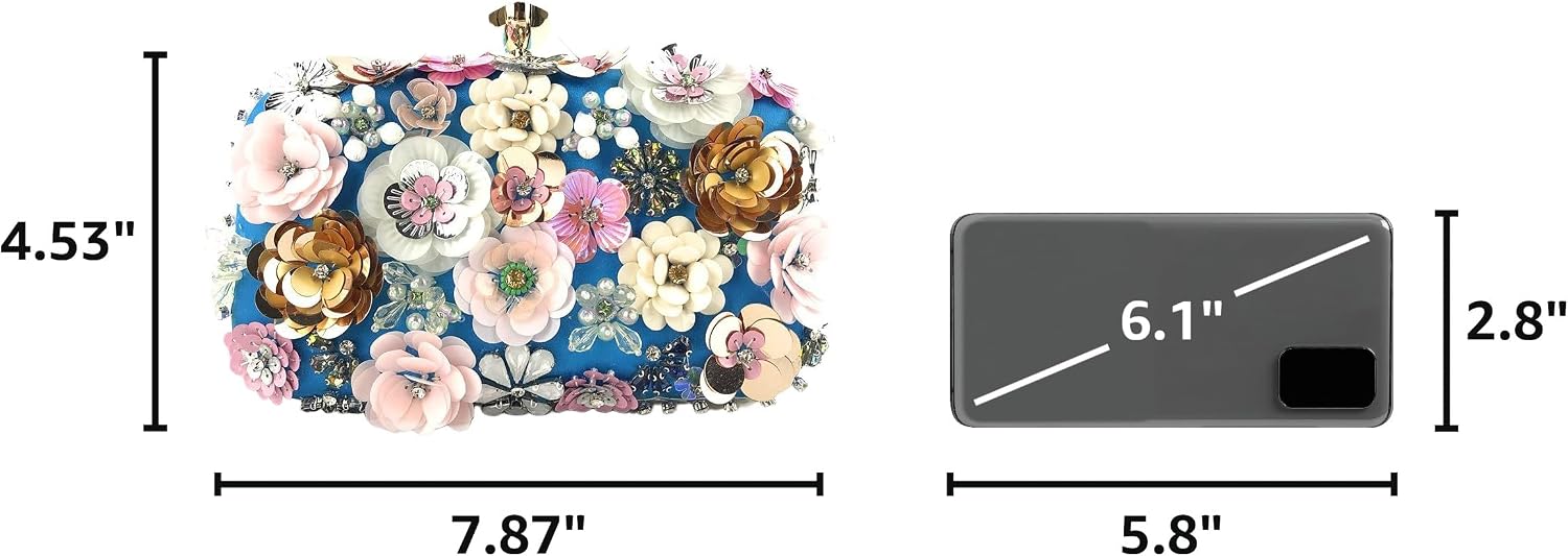 Women Clutches Flower Evening Handbag Chain Strap Shoulder Bag