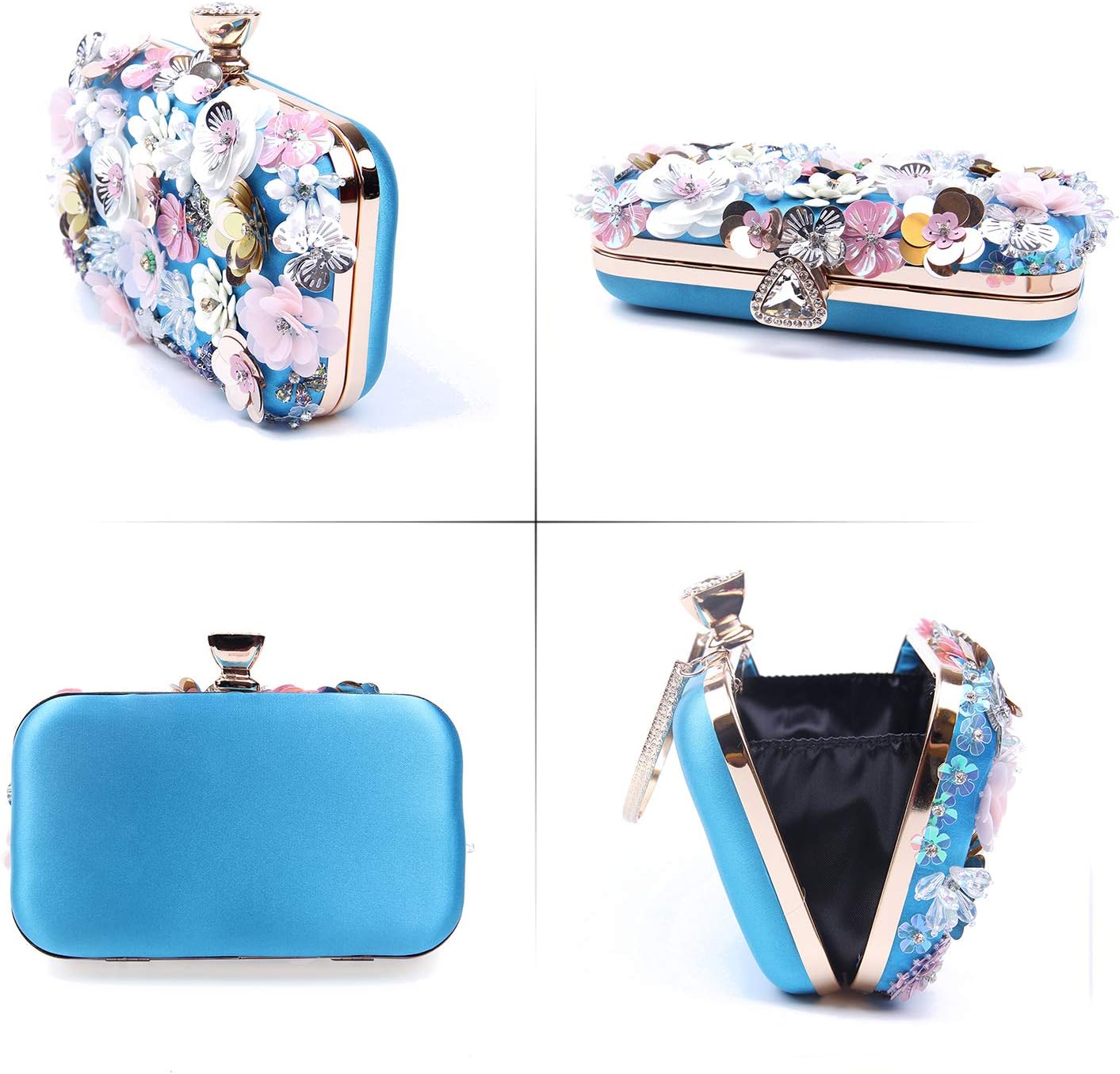 Women Clutches Flower Evening Handbag Chain Strap Shoulder Bag