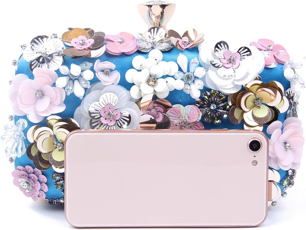 Women Clutches Flower Evening Handbag Chain Strap Shoulder Bag