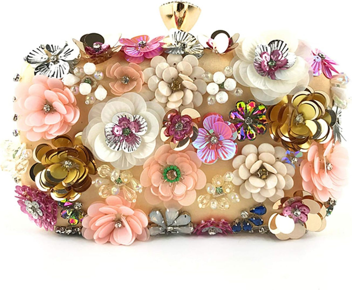 Women Clutches Flower Evening Handbag Chain Strap Shoulder Bag